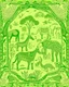 Placeholder: A light green savanna with animals designed in Mehndi design