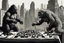 Placeholder: a Godzilla and king kong playing a game of chess