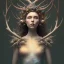 Placeholder: The painting on Behance portrays a female humanoid figure wearing a crown made of antlers. The artwork is inspired by artists such as Yoann Lossel, Sylvain Sarrailh, Igor Morski, Beeple, and James Jean, with an Afrofuturist theme. The high level of detail in the painting is noteworthy, with the woman depicted as having dark skin and wearing a crown of dried flowers, which is reminiscent of the style of artist Tom Bagshaw. The color and detail of the painting are particularly striking, making for