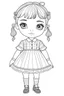 Placeholder: coloring page, cute realistic little doll, full view, coloring page, only draw lines, coloring book, clean line art, –no sketch, color, –ar 3:4, white background, minimalistic black lines, minimal black color, low level black colors, coloring page, avoid thick black colors, thin black line art, avoid colors, perfect shape, perfect clear lines,