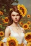 Placeholder: a painting of sunflowers in, ilya kuvshinov, greg rutkowski, ross tran, artgerm, wlop glossy skin, intricate detail, art deco, pearlescent, very coherent, cute