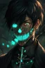 Placeholder: fantasy art, young male, half-elf, noble, half skull mask, pale skin color, cemetery background