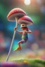 Placeholder: cartoonish mushroom man psychedelic pole vaulting in the Olympics ,,bokeh like f/0.8, tilt-shift lens 8k, high detail, smooth render, down-light, unreal engine