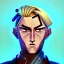 Placeholder: blond man samurai with cyber body and braid