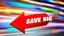 Placeholder: 3d glossy red arrow pointing left, background motion lines and colorful blury 2d arrows racing past like Nascar. "SAVE BIG" written in front arrow