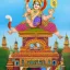 Placeholder: krishna riding a flying elephant over mysore palace painting