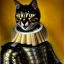 Placeholder: retrato de un gato con armadura montando una zebra con estilo de Rembrandt