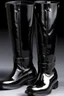 Placeholder: Man's long black varnished boots