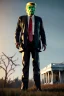 Placeholder: Ultra realistic image night, Donald trump zombie, zombie performance, suit, blood, torn arm, night, the walking dead style, dark ambient, highly detailed, White House background, concept art, unreal engine 5, ray tracing, RTX, focal lighting, ultra detail, volumetric lighting, 3d, finely drawn, high definition, high resolution.