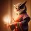 Placeholder: a cute litte owl wearing Hanfu, holding a large candle, BK complex detail, cinema, reality, detail, octane rendering, stoic cinematic 4k epic detailed photograph shot on kodak detailed bokeh cinematic hbo dark moody 8k, 85mm f/16 by leica