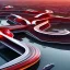 Placeholder: Park , Zaha Hadid style architecture, ultra quality, hyper detailed, digital art, 8k 3D, aerial view, maximalist, red and white color