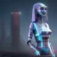 Placeholder: Nefertiti cyberpunk, full body, robocop, Egypt background