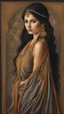 Placeholder: A stunningly radiant Persian woman, her face exudes timeless beauty and grace. Captured in a mesmerizing oil painting, every brushstroke delicately portrays her luminous complexion, enchanting brown eyes, and cascading raven-black hair. The artist's attention to detail brings out the intricate patterns of her traditional attire, adorned with vibrant colors and ornate gold embroidery. This exquisite portrait is a testament to the meticulous craftsmanship and expert artistry, transporting viewers