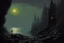 Placeholder: night, rocks, cliff, 2000's gothic horror movies influence, friedrich eckenfelder and jenny montigny impressionism paintings