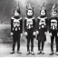 Placeholder: Creepy Old photo of children with horns and woollen masks