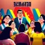 Placeholder: Create a Pixar-style 3D movie poster with Gustavo Petro, president of Colombia happy and surrounded by women, men and Colombian flags, with the title: "The President", ultra quality, hyper-detailed, maximalist, 8k