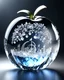 Placeholder: High quality, 8k, ultra HD, musical notes and musical instrumentos shapes inside an apple made of crystal, by Yukisakura high detailed.