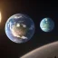 Placeholder: planet earth and moons