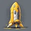 Placeholder: yellow rocket cartoon stylized