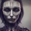 Placeholder: a cute smiling girl with her mother, red tattoo in the face, hr giger, steam punk, scary, horror, realistic, made in octane, cinematic, ultra-realistic, extremely detailed octane rendering, 8K, VRAY Super Real ar 2:3, dof photorealistic futuristic 50mm lens hard lighting dark gray tintype photograph, realistic lighting, sephia colors