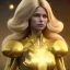 Placeholder: beautiful cosmic golden male, long hair, nice smiling, delicate colors, beautiful glamour galactic golden dress, ultra sharp focus, 8k, unreal engine 5, extremely sharp detail, light effect, soft light atmosphere of a spaceship, smooth, full of details, face in front, complete vision of face and body