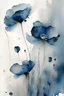 Placeholder: Abstract wet watercolour, grey blue poppies