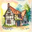 Placeholder: watercolour medieval house