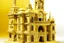 Placeholder: A light yellow clockwork chateau designed in ancient Egyptian architectures and sculptures