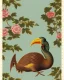 Placeholder: a repeating pattern of Vintage European chinoiserie wallpaper with dodo bird and oak leaf branches