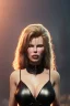 Placeholder: Kim Basinger in black leather gown, evil,energetic, villain, busty, cleavage, curvy, angry, happy, stern look. character design by cory loftis, fenghua zhong, ryohei hase, ismail inceoglu and ruan jia. unreal engine 5, artistic lighting, highly detailed, photorealistic, fantasy