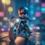 Placeholder: A Sharp Kawaii tiny hyper realistic baby captain america riding mini harley davidson, wearing bikers clothes with happy smile action, night of cyberpunk city background. wide angle full body, 8k, Cinematography, photorealistic,epic composition Unreal Engine,Cinematic, Color Grading, Portrait Photography,Ultra-Wide Angle, Depth of Field, hyper detailed