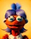 Placeholder: Portrait, hybrid character, waitress woman with monster muppet mask that covers her entire head, retro style, Sesame Street style, smooth, unreal engine 5, god lights, ray tracing, RTX, lumen lighting, ultra detail, volumetric lighting, 3d.