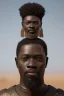 Placeholder: african head portrait, warrior costume, village, meditation, woods, galaxy sky, 8k quality