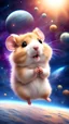 Placeholder: Cute hamster flying in space