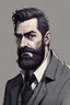 Placeholder: A detective, 30 years, beard guy, horror, dark, short hair, short beard, draw