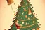 Placeholder: Christmas illustration, whimsical, detailed, warm colors, grainy texture, subject: decorating the christmas tree