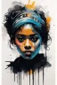 Placeholder: An ultra realistic poster for a young girl from North Africa word sign as “street art ”, by Daniel Castan Carne Griffiths Andreas Lie Russ Mills Leonid Afremov, black background