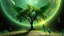 Placeholder: matrix universe, space, planets, god creation, angels from other dimensions with beautiful wings, trees on the planet, behind green crystals of light, few tiberium monolith deposits on the planet near tree,