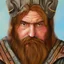 Placeholder: dnd, dwarf, priest, heavy armour, plate armour, portrait, only face, close up, grey beard, long hair, artistic, colourful, frowning, digital art, watercolour, large strokes, colourful background