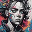 Placeholder: Create a visually striking 2D portrait inspired by comic book, graffiti, and animation styles. incorporating surreal elements to capture an edgy, streetwise vibe. Ensure that the character is facing towards the right side of the canvas