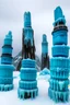 Placeholder: A cyan glacier with falling snowflakes and Pacific Northwest totem poles