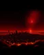 Placeholder: An orangish red metropolis with fireworks painted by Frank Wilson