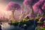 Placeholder: Immersive​ fantasy elven town city in the deep forest with ancient elder tree beautiful blossom nature river 4k full hd