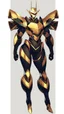 Placeholder: a beautiful gold robot .