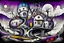 Placeholder: whimsical, weird ball-like houses in weird whimsical landscape, futur-surreal vibe with abstractions, around surreal cracked painted weird land with dark purple, gray, black, white, brown, and deep colors. style of Chagall , of Minjae Lee and Tim Burton, absurd beauty picture. weird bizarre absurd, nightmare, big neuron network background and thin bridges, surreal cinematic vibe