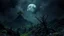 Placeholder: Ashlands covered in thick black smoke. Tiny over fertile and verdant moon. Tangle of fractal mineral structures, like psychedelic dead trees.