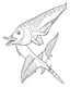 Placeholder: cartoon of a swordfish, children coloring book page, no color, white background