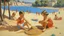 Placeholder: cote d'azur childen playing in sand painting neoclassism 60