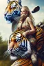 Placeholder: белая девушка верхом на тигре