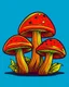 Placeholder: Mushrooms cartoon, simple bold precise lines, color background